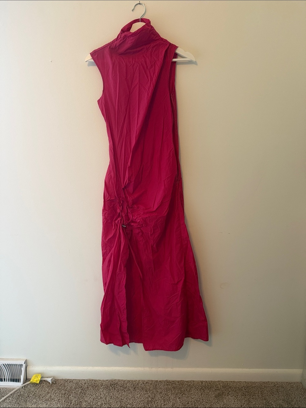 Off-White Virgil Abloh Sleeveless Fuchsia Maxi Dress with High Neck small